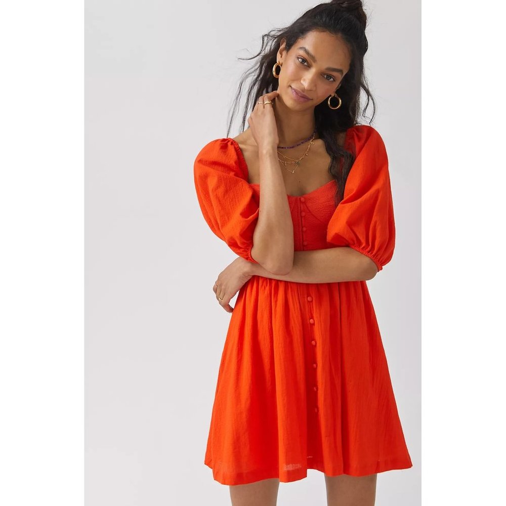 Anthropologie Maeve Sweetheart Mini Dress Red Size L - Picture 1 of 11